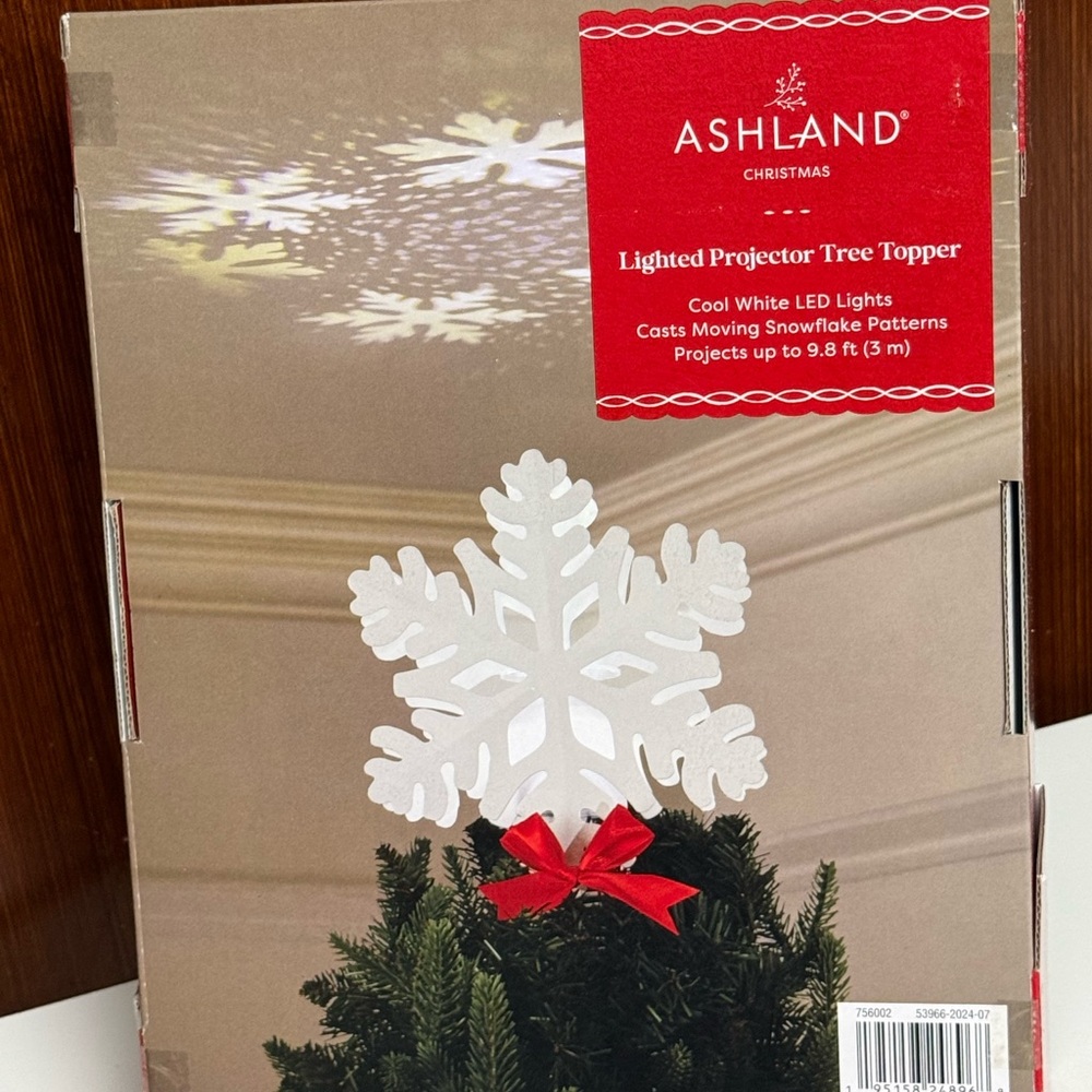Casts White Snowflake LED Projector Lights Tree Topper